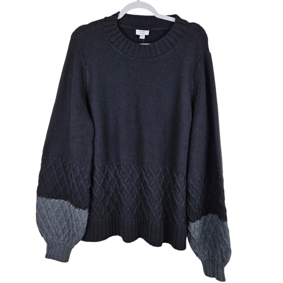 crown & ivy Sweaters - Crown & Ivy Balloon Sleeve Cable Knit pullover sweater XXL